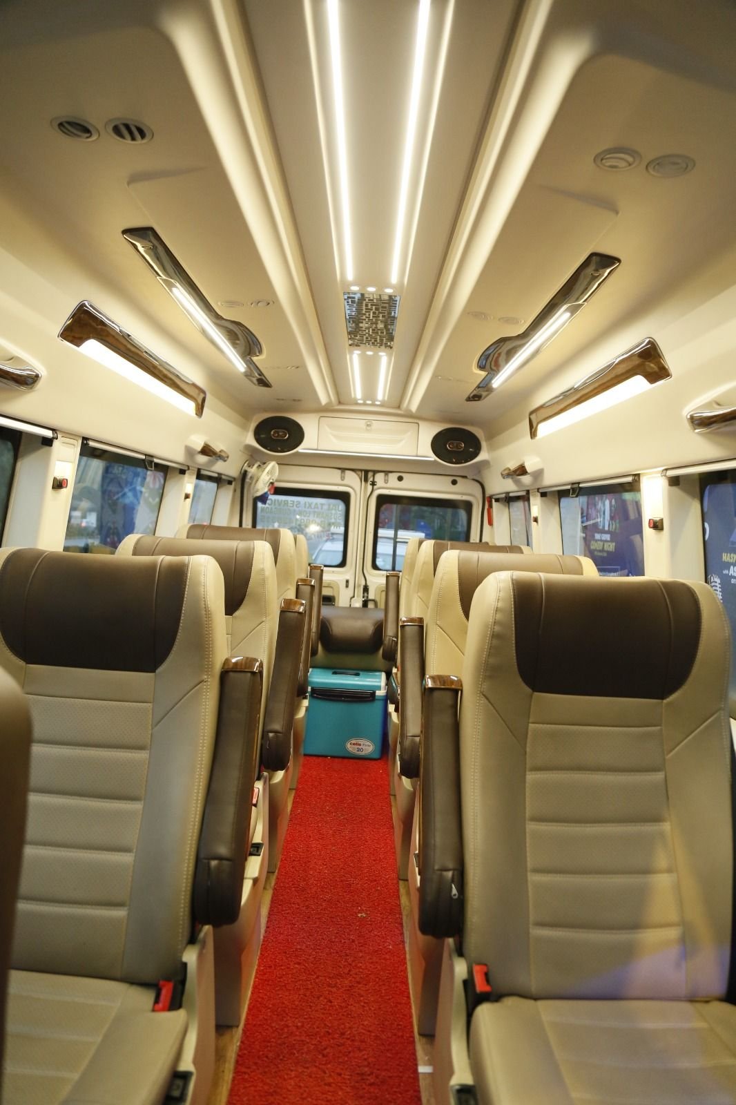 Spacious pushback seating inside